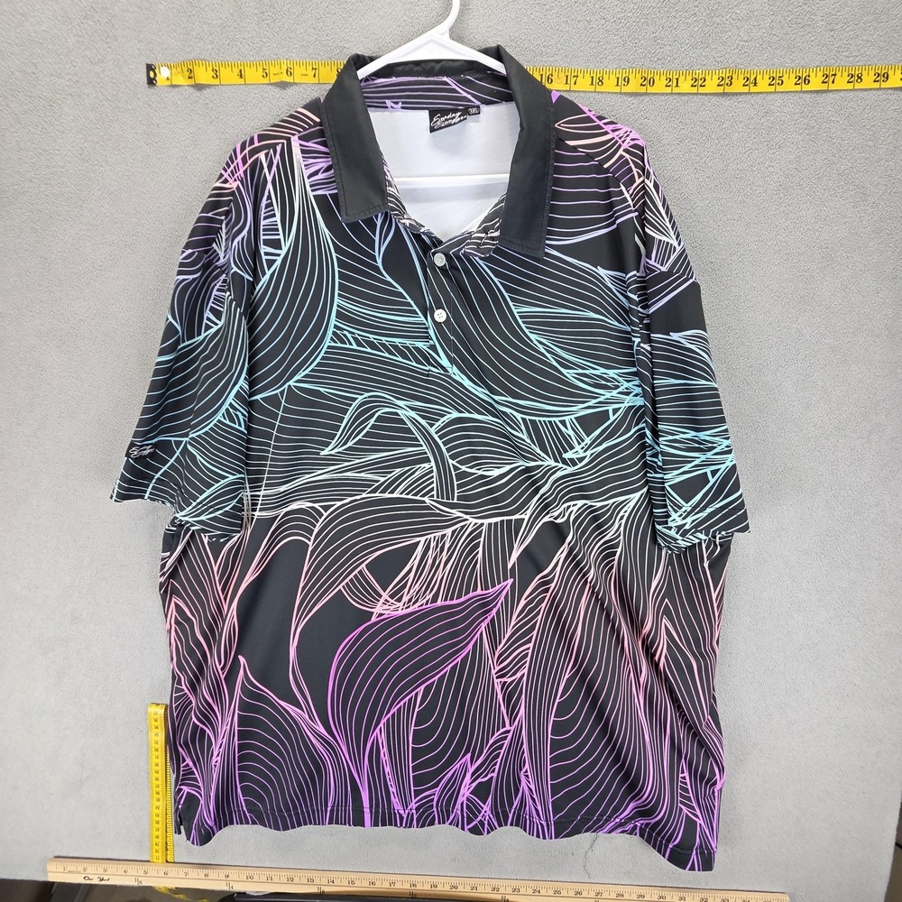 Sunday Swagger Shirt Mens 3XL Neon Polo Tropical Leaf Performance Golf Stretch